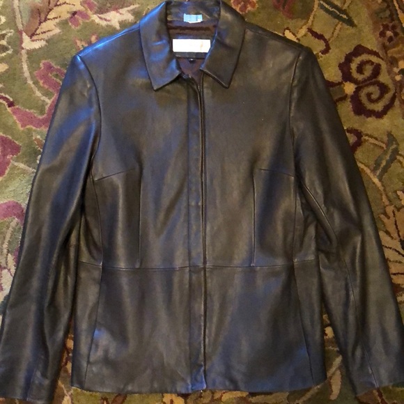 Sz L Chocolate Brown Leather Jacket - Picture 1 of 10